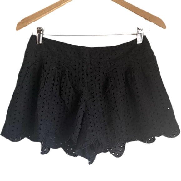 FREE PEOPLE Black Eyelet scalloped edge shorts - Picture 3 of 5